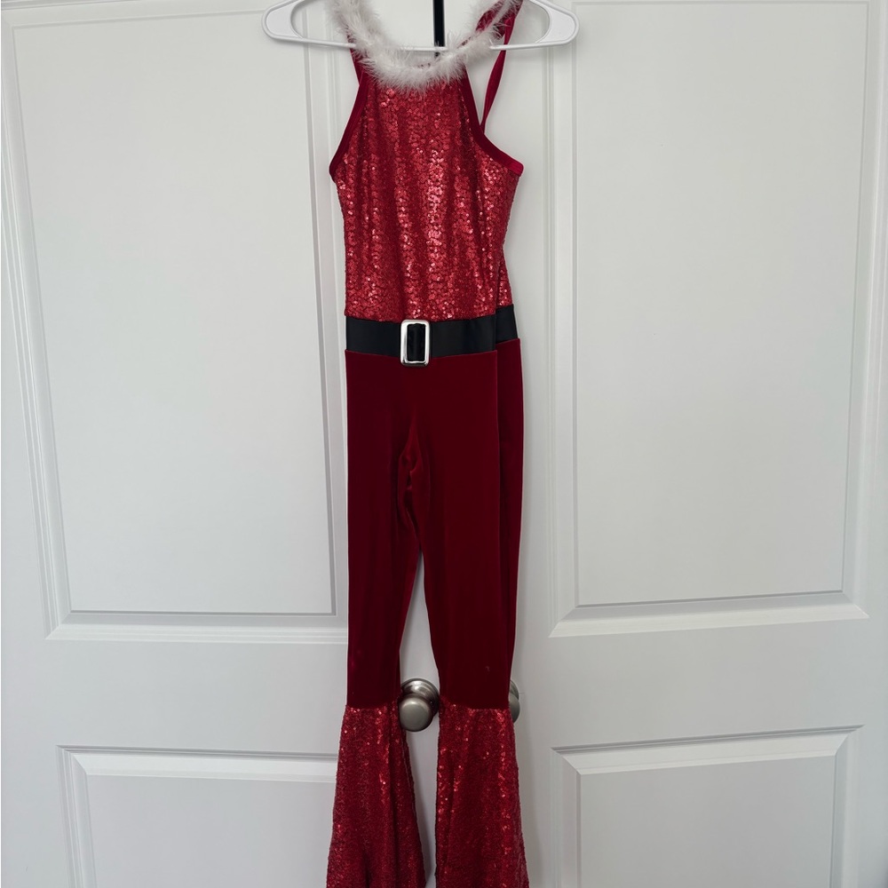 Red Sequin Jumpsuit with Belt